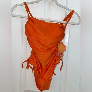 Fe Noel‎ x Target NWT Burnt Orange Ruched One Piece Bathing Suit size XXS